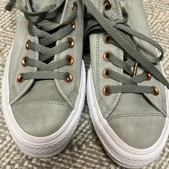 Converse‎ CTAS Clean Lift OX Dark Stucco sage & gold Leather women size 8 - Picture 8 of 10